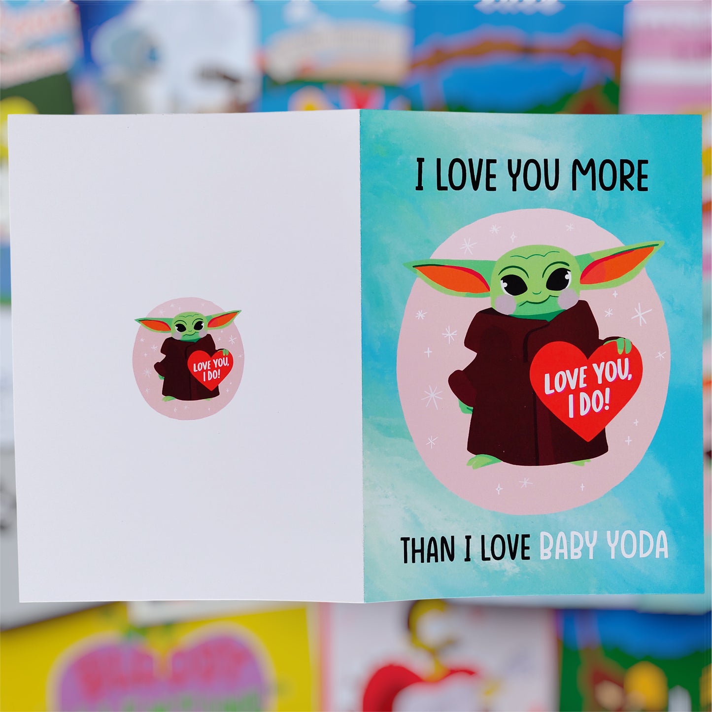 💚✨ Tarjeta Baby Yoda – “I love you more, than I love Baby Yoda” ✨💚
