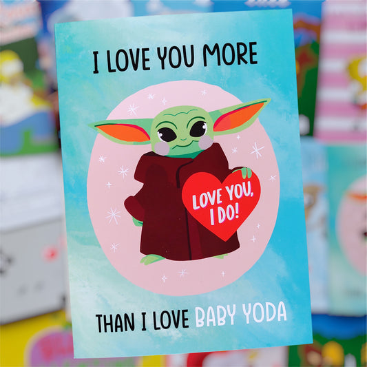 💚✨ Tarjeta Baby Yoda – “I love you more, than I love Baby Yoda” ✨💚